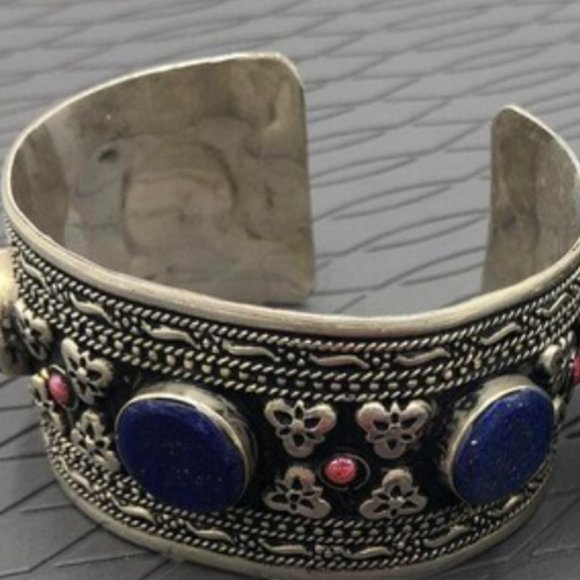 Single Afghani Vintage Stones and Beads Cuff Bracelets, Handcrafted Bracelets, - Picture 7 of 8
